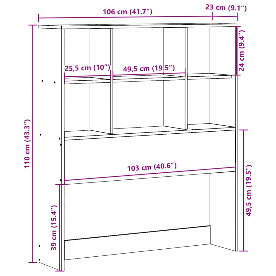 Tête de lit avec rangement cire marron 100cm bois massif de pin - 10