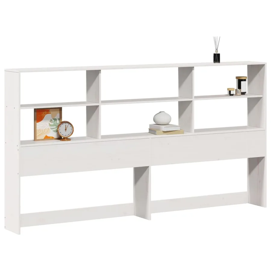 Tête de lit avec rangement blanc 180 cm bois massif de pin - 2
