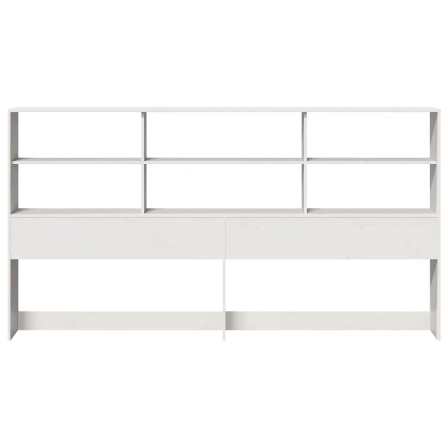 Tête de lit avec rangement blanc 180 cm bois massif de pin - 4