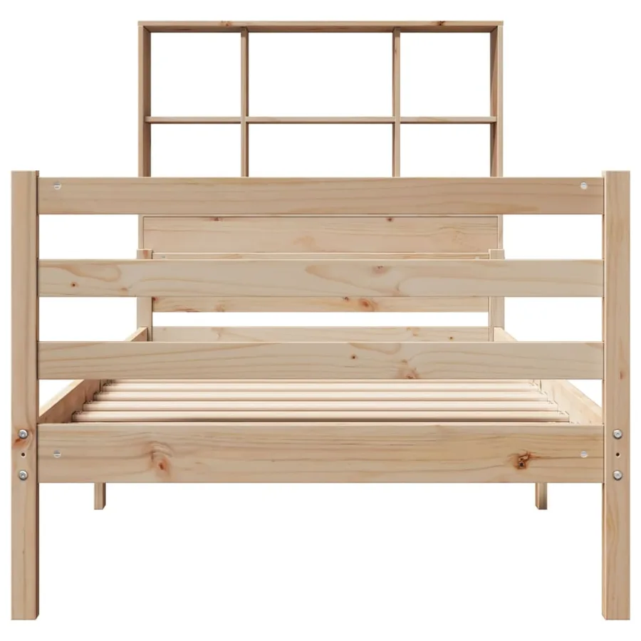 Lit bibliothèque sans matelas 90x200 cm bois de pin massif - 4