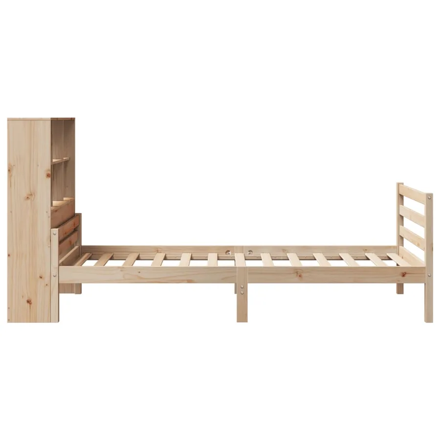 Lit bibliothèque sans matelas 90x200 cm bois de pin massif - 5