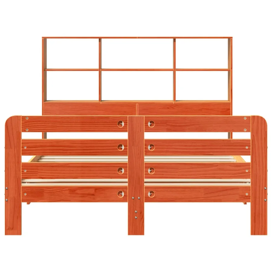 Cadre de lit sans matelas cire marron 140x190cm bois pin massif - 4