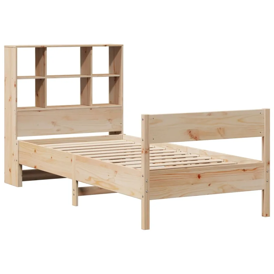 Lit bibliothèque sans matelas 90x190 cm bois de pin massif - 3