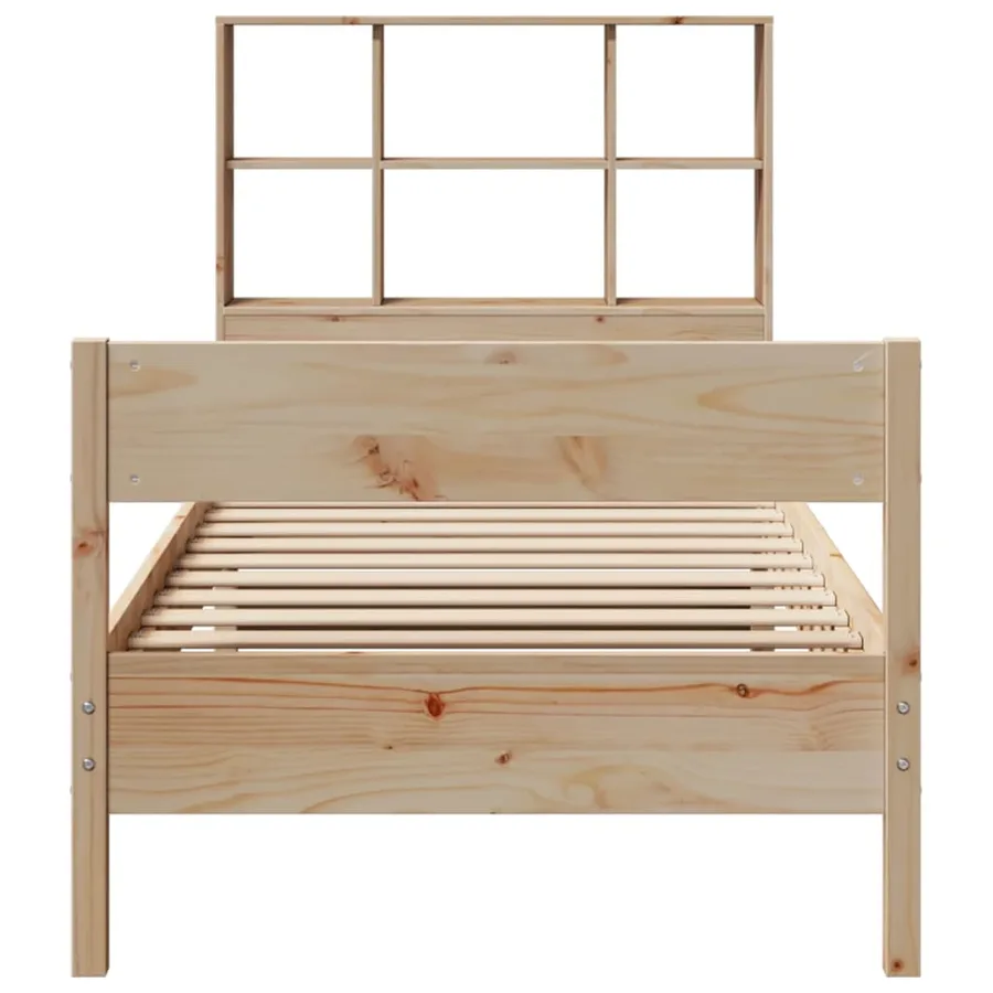 Lit bibliothèque sans matelas 90x190 cm bois de pin massif - 4