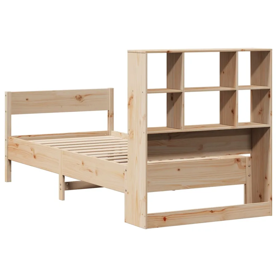 Lit bibliothèque sans matelas 90x190 cm bois de pin massif - 6