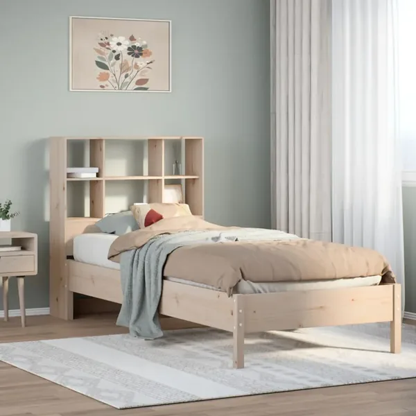 Lit bibliothèque sans matelas 90x200 cm bois de pin massif