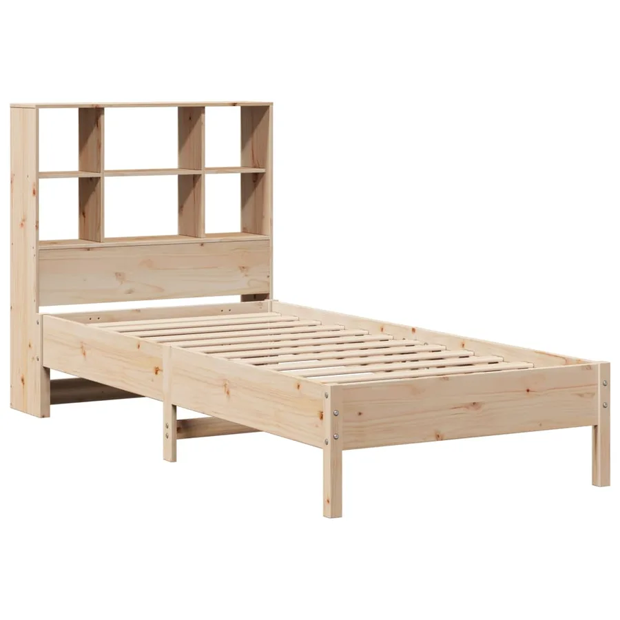 Lit bibliothèque sans matelas 90x200 cm bois de pin massif - 3