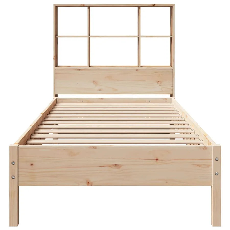 Lit bibliothèque sans matelas 90x200 cm bois de pin massif - 4