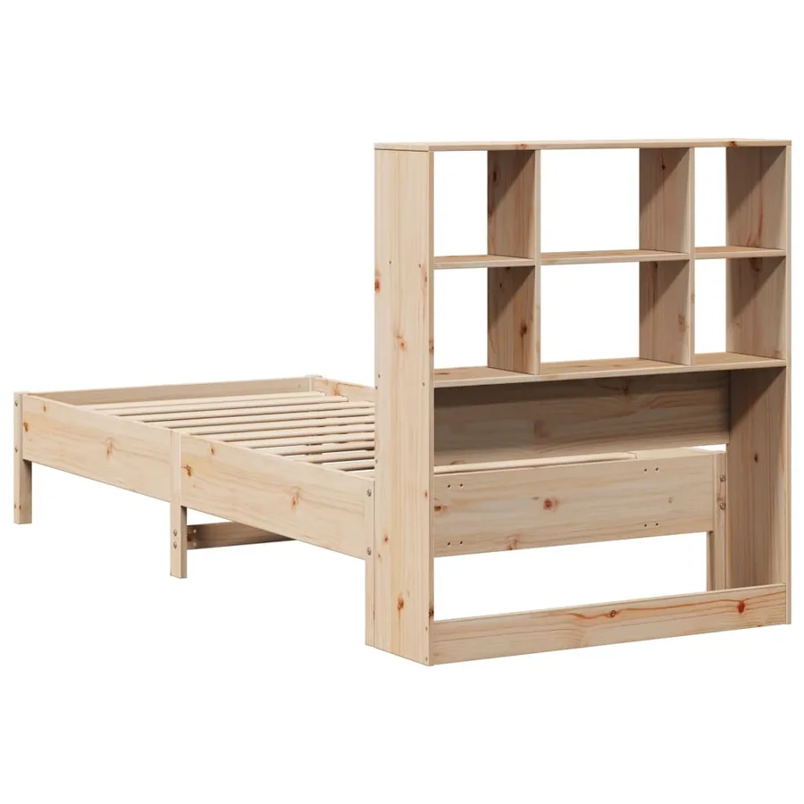 Lit bibliothèque sans matelas 90x200 cm bois de pin massif - 6