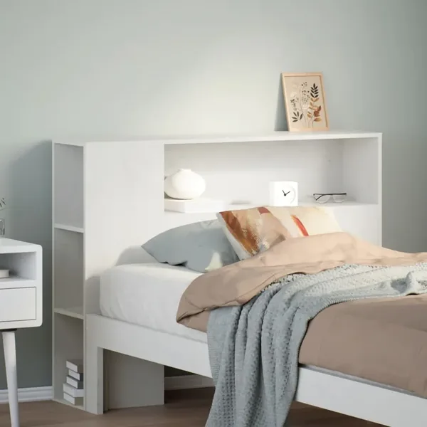 Tête de lit avec rangement blanc 75 cm bois massif de pin