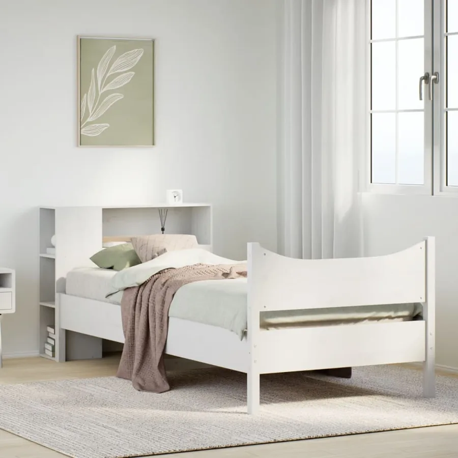 Cadre de lit sans matelas blanc 75x190 cm bois de pin massif