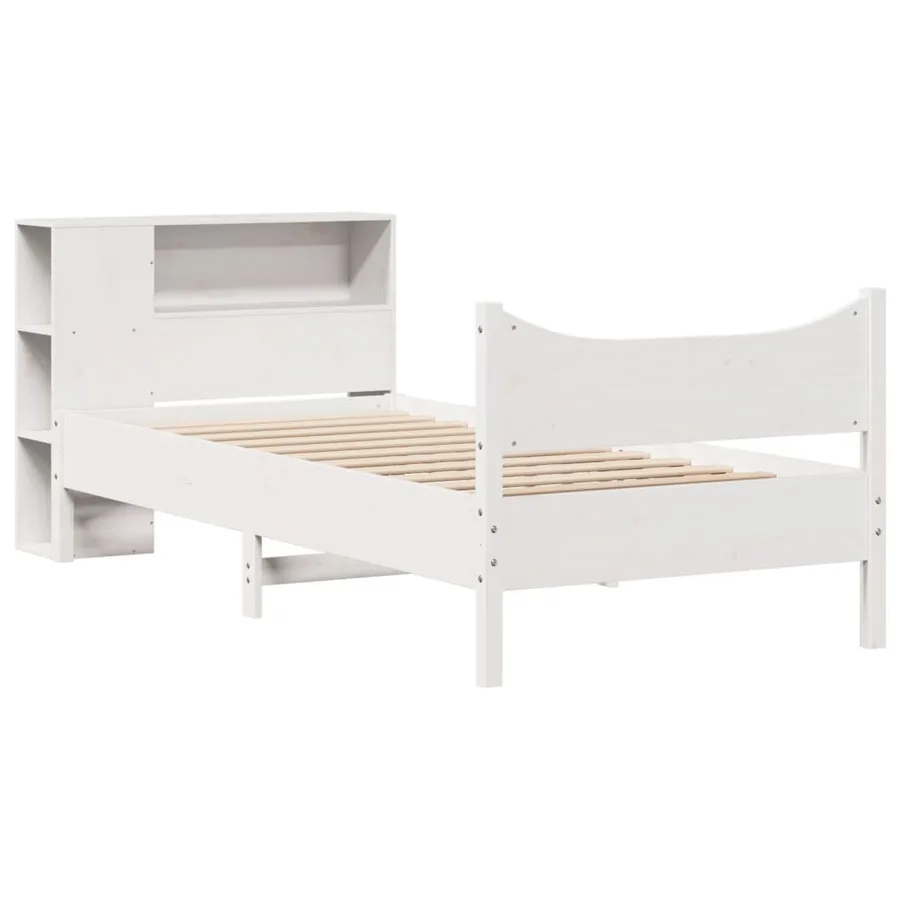 Cadre de lit sans matelas blanc 75x190 cm bois de pin massif - 3