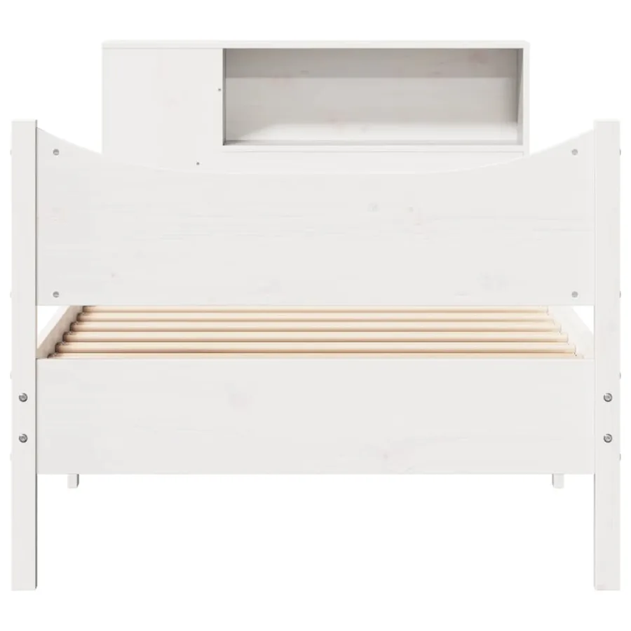 Cadre de lit sans matelas blanc 75x190 cm bois de pin massif - 4