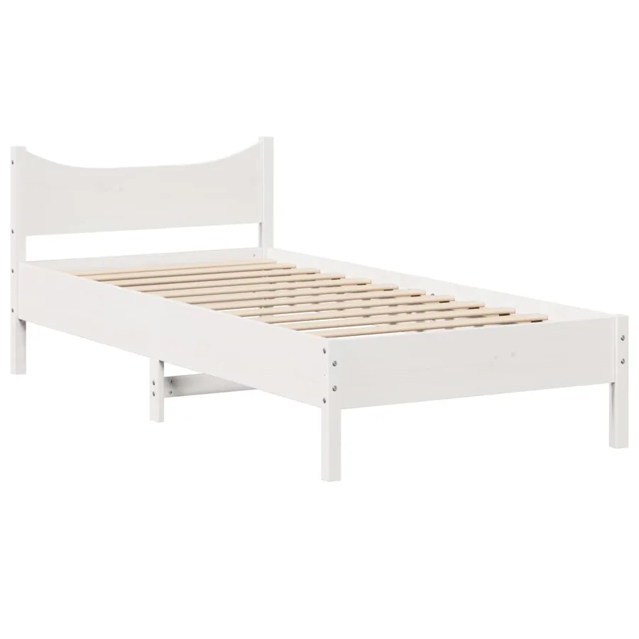 Cadre de lit sans matelas blanc 75x190 cm bois de pin massif - 5