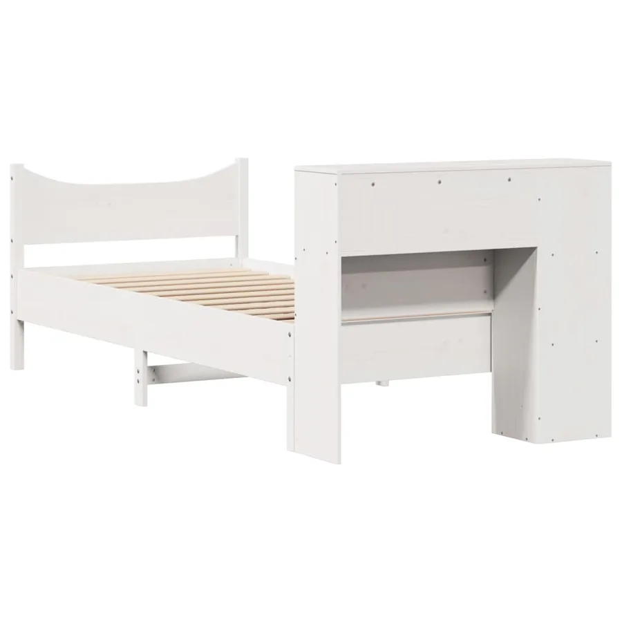 Cadre de lit sans matelas blanc 75x190 cm bois de pin massif - 8
