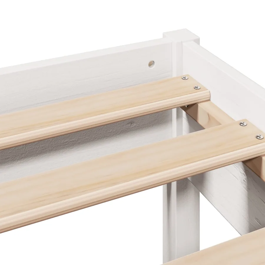 Cadre de lit sans matelas blanc 75x190 cm bois de pin massif - 9
