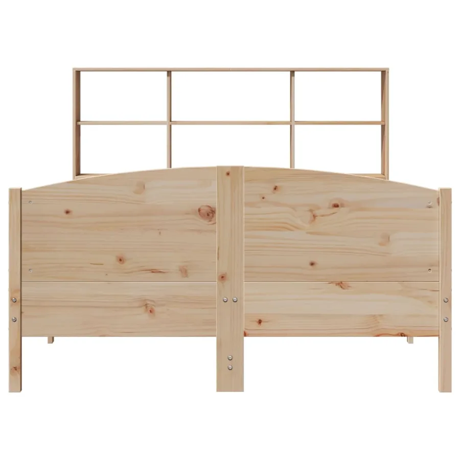 Lit bibliothèque sans matelas 140x190 cm bois de pin massif - 4