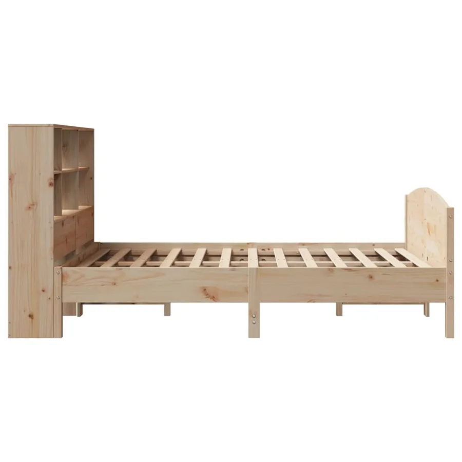 Lit bibliothèque sans matelas 140x190 cm bois de pin massif - 5