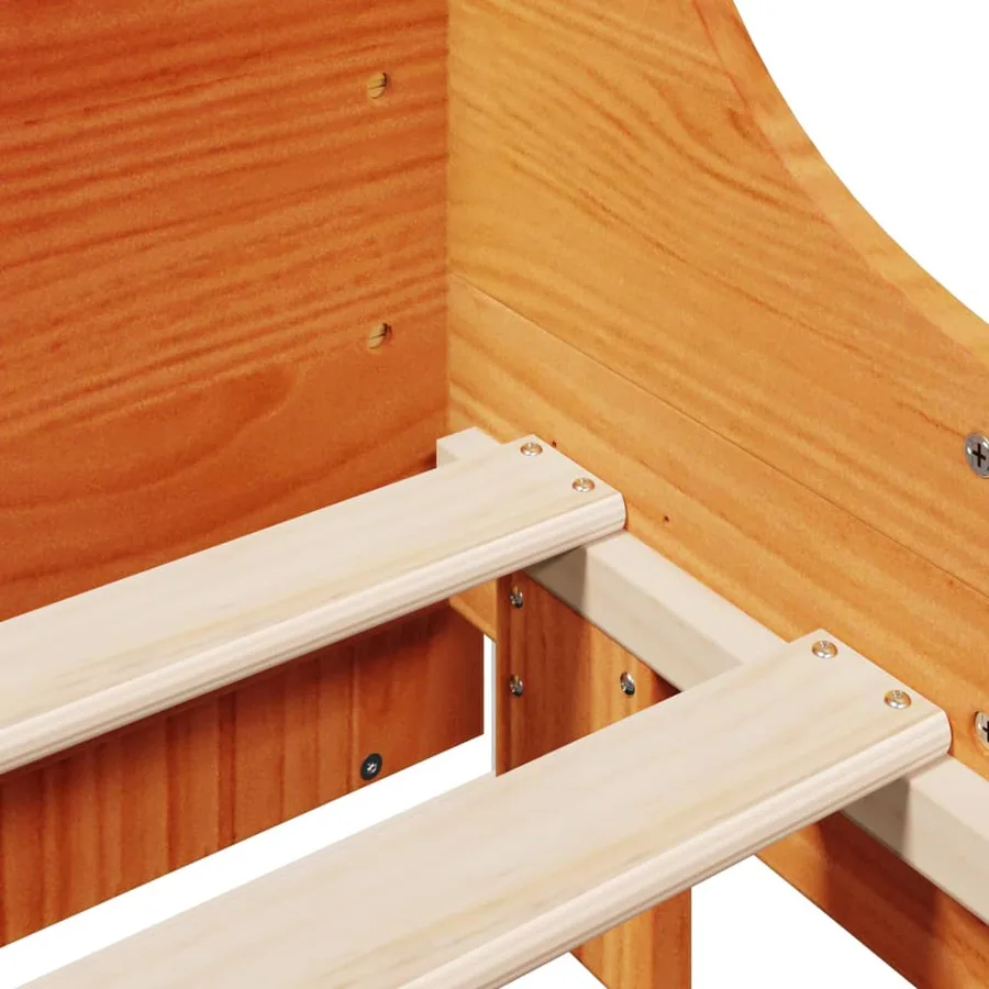 Lit bibliothèque sans matelas cire marron 140x200cm bois massif - 10