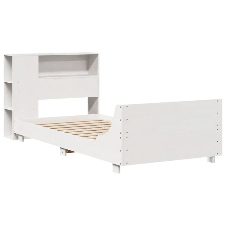 Cadre de lit sans matelas blanc 75x190 cm bois de pin massif - 3