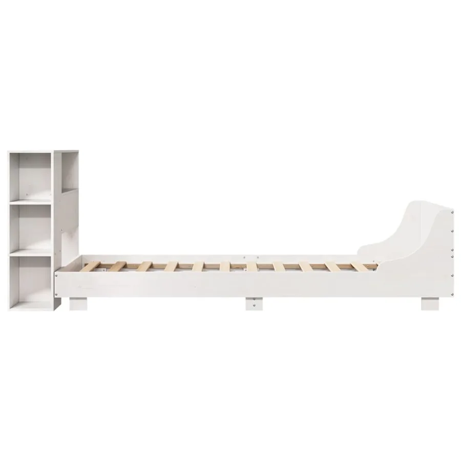 Cadre de lit sans matelas blanc 75x190 cm bois de pin massif - 7