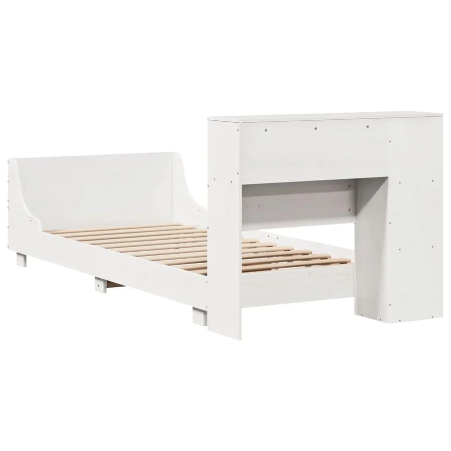 Cadre de lit sans matelas blanc 75x190 cm bois de pin massif - 8