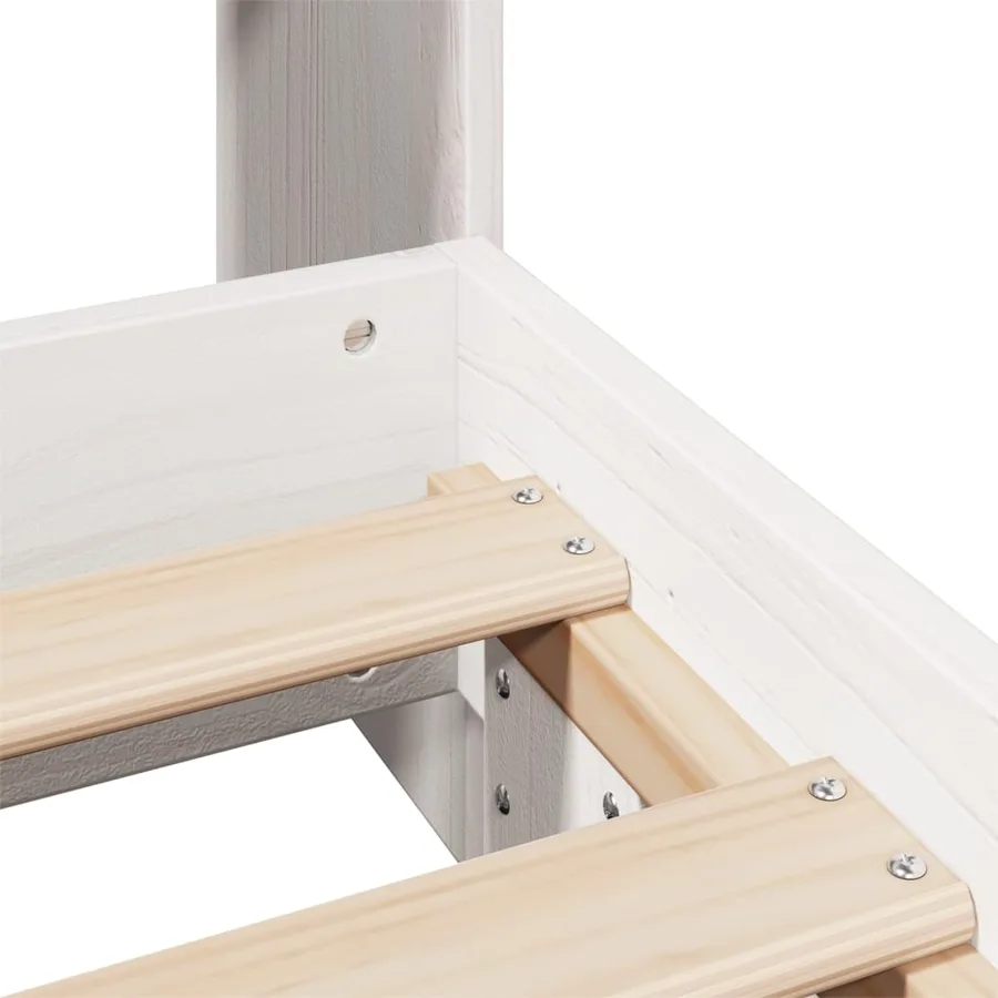 Cadre de lit sans matelas blanc 75x190 cm bois de pin massif - 9