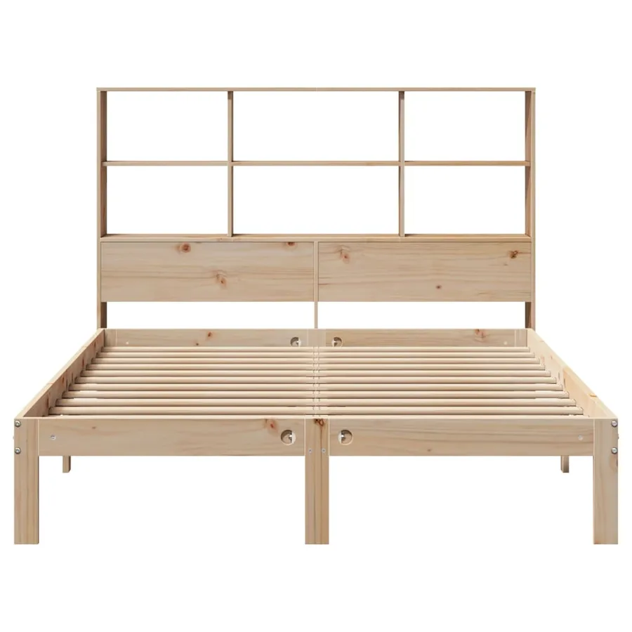 Lit bibliothèque sans matelas 140x190 cm bois de pin massif - 4