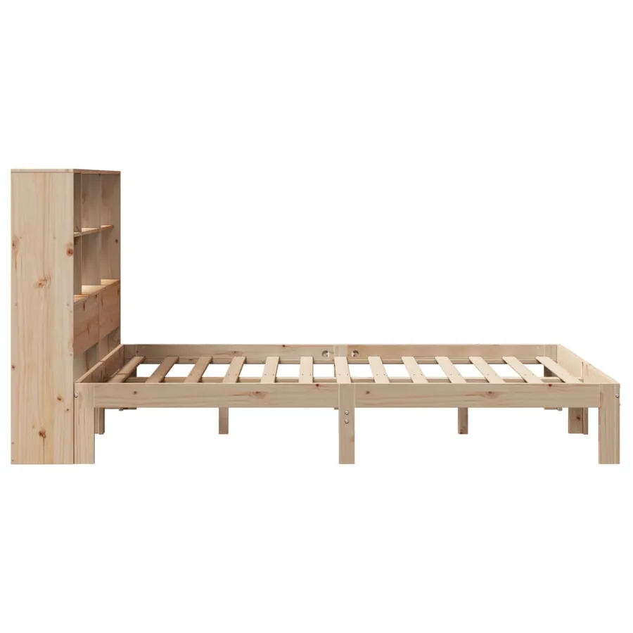 Lit bibliothèque sans matelas 140x190 cm bois de pin massif - 7