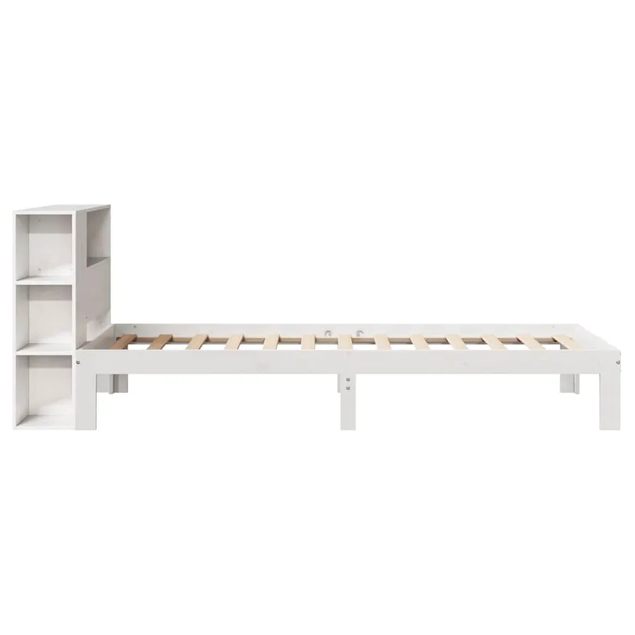 Lit bibliothèque sans matelas blanc 75x190cm bois de pin massif - 7