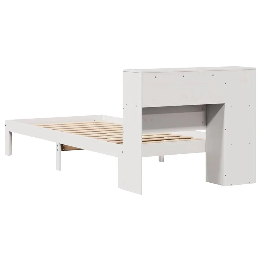 Lit bibliothèque sans matelas blanc 75x190cm bois de pin massif - 8