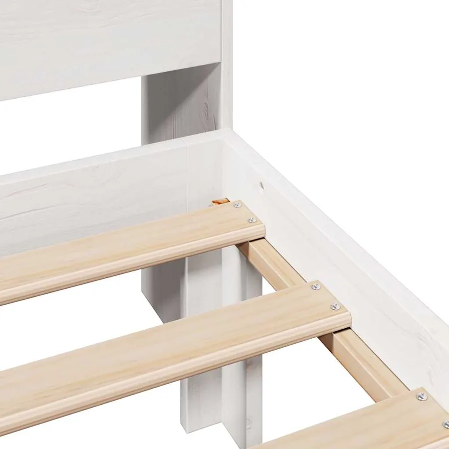 Lit bibliothèque sans matelas blanc 75x190cm bois de pin massif - 9