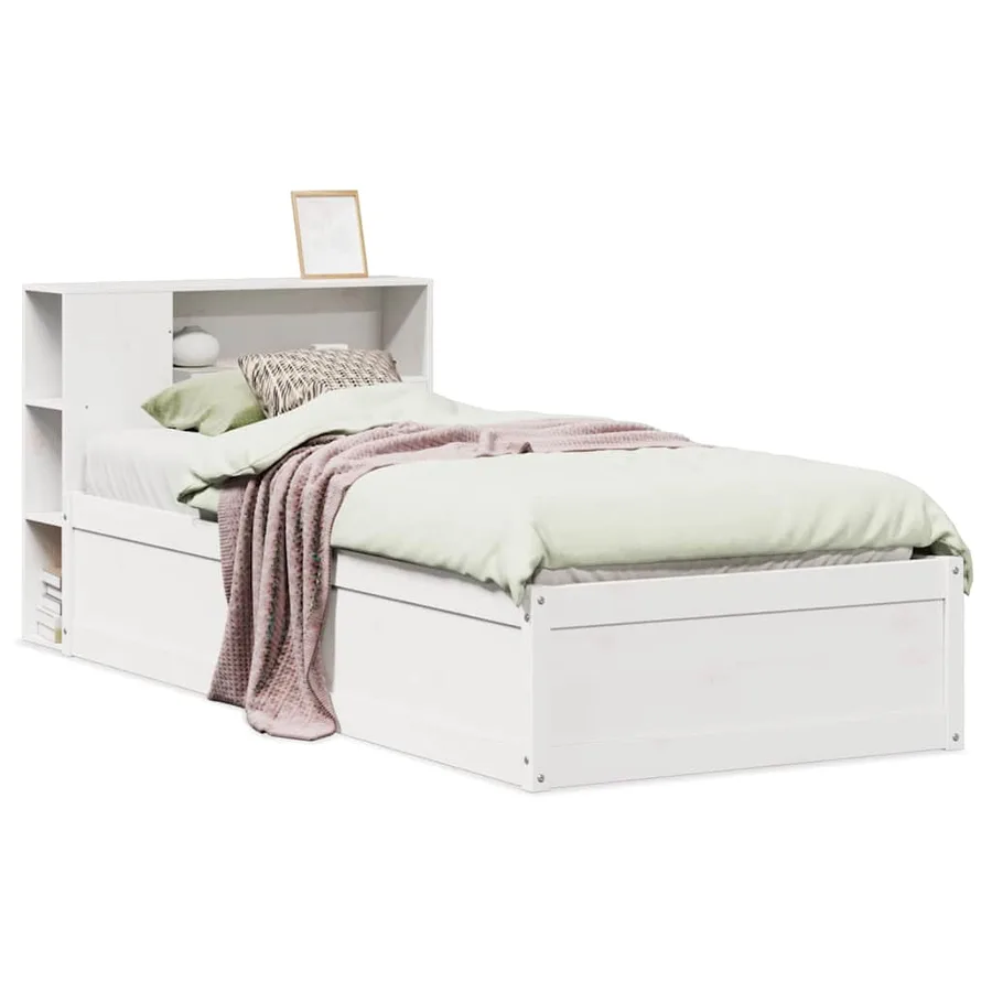 Cadre de lit sans matelas blanc 75x190 cm bois de pin massif - 2
