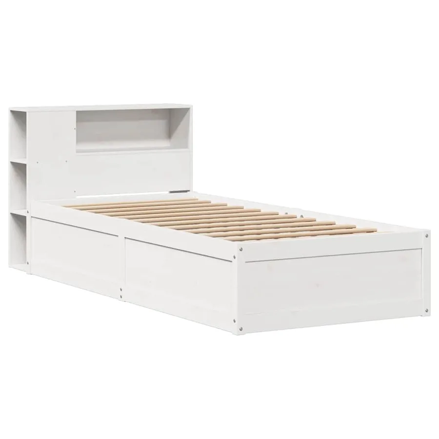 Cadre de lit sans matelas blanc 75x190 cm bois de pin massif - 3