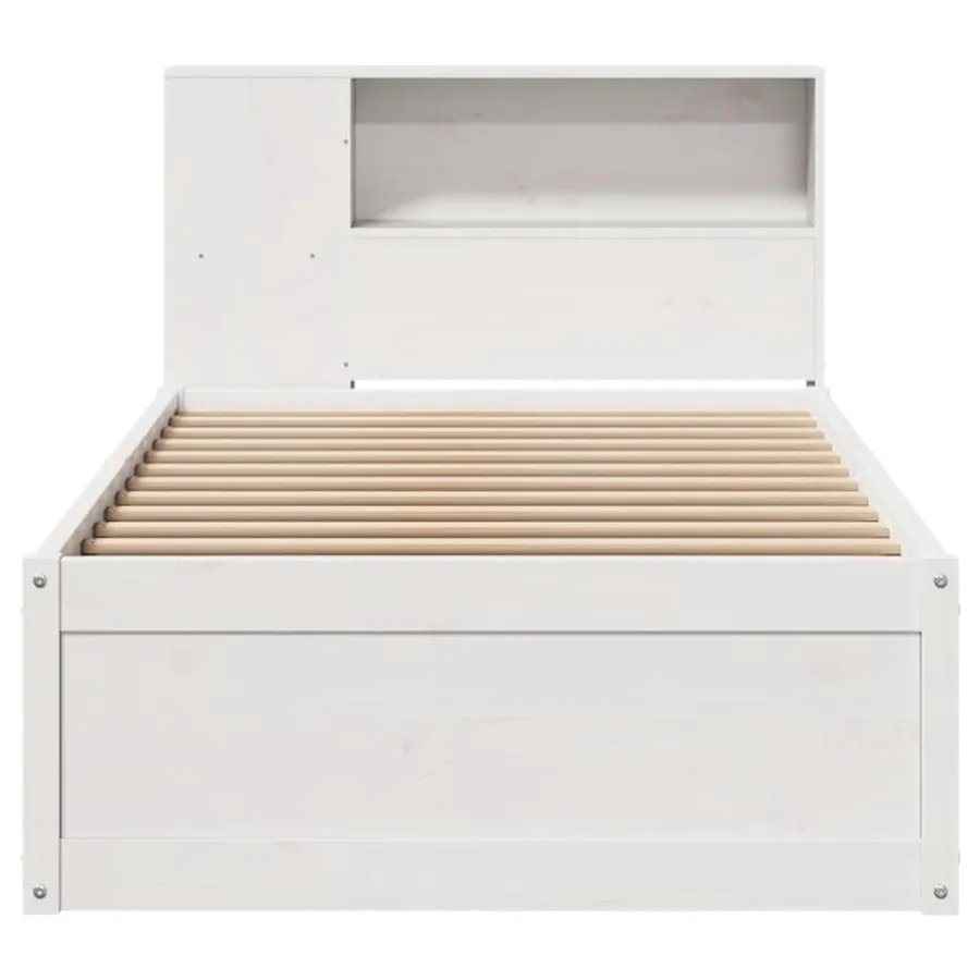 Cadre de lit sans matelas blanc 75x190 cm bois de pin massif - 4