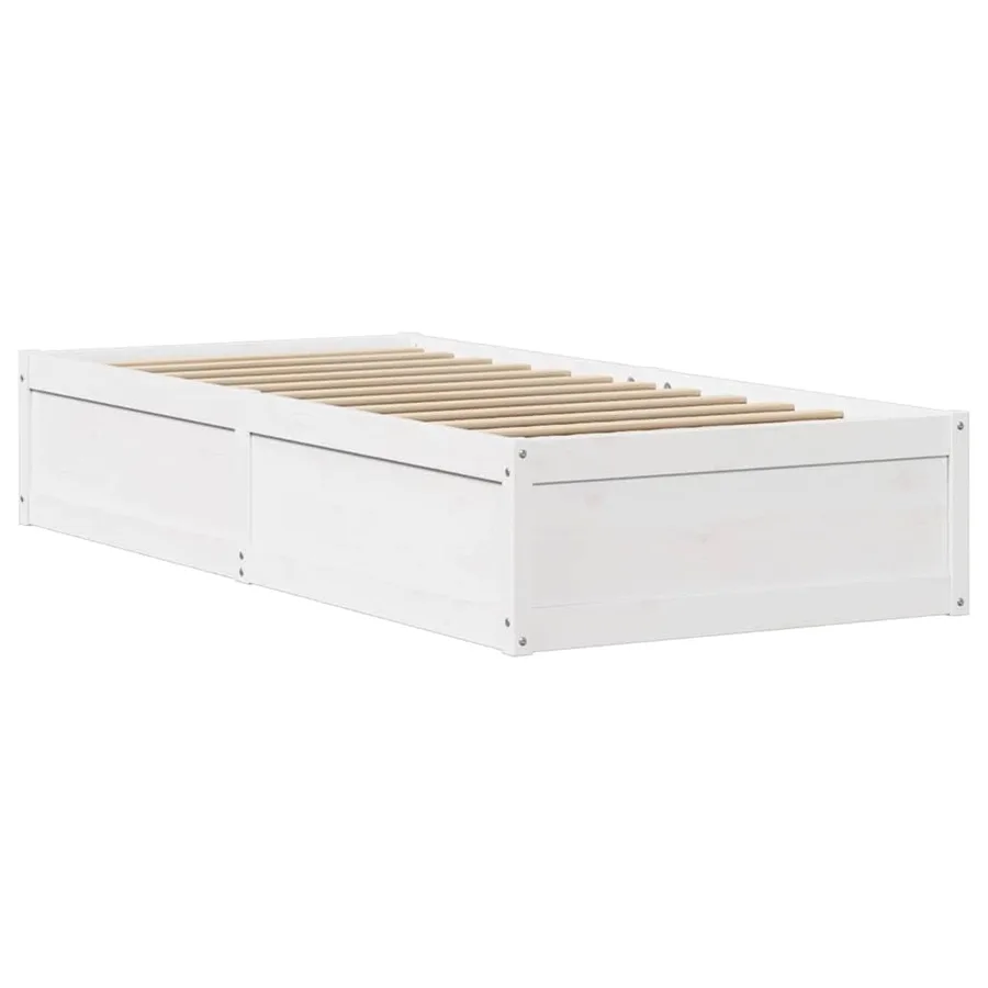 Cadre de lit sans matelas blanc 75x190 cm bois de pin massif - 5