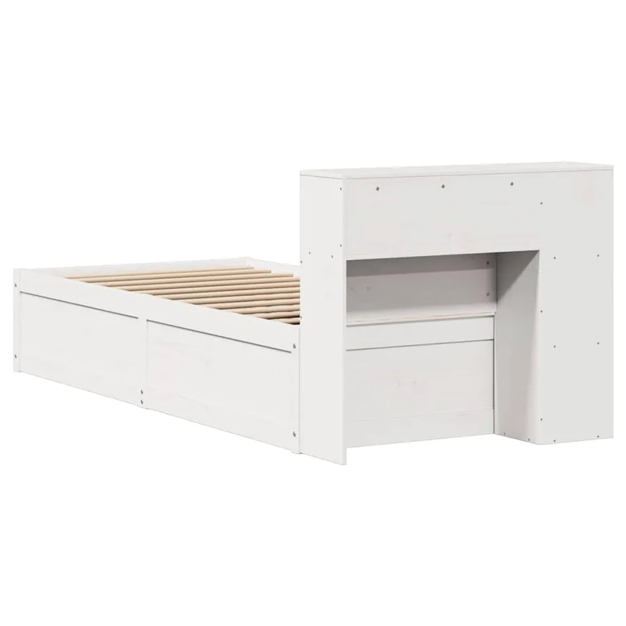 Cadre de lit sans matelas blanc 75x190 cm bois de pin massif - 7