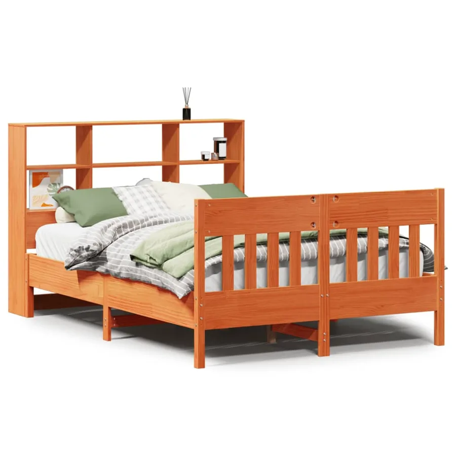 Cadre de lit sans matelas cire marron 140x200cm bois pin massif - 2