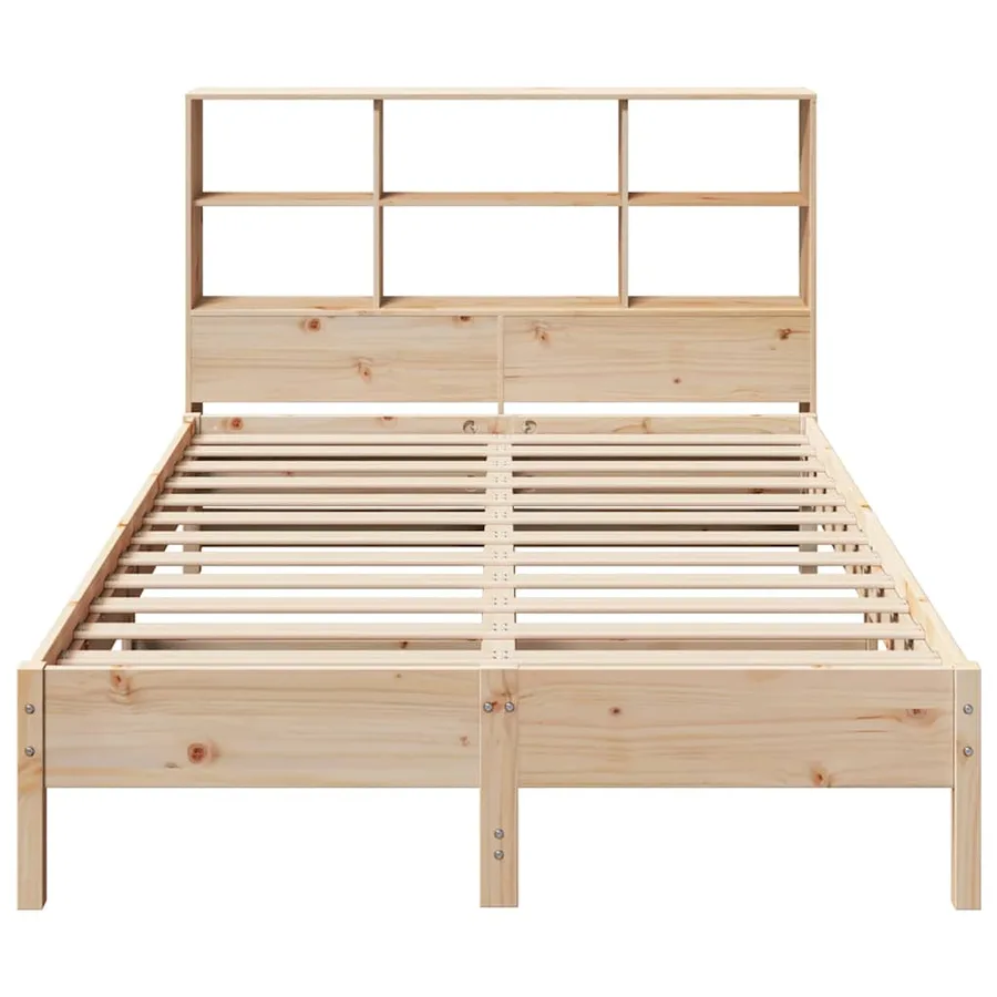 Lit bibliothèque sans matelas 140x200 cm bois massif de pin - 4