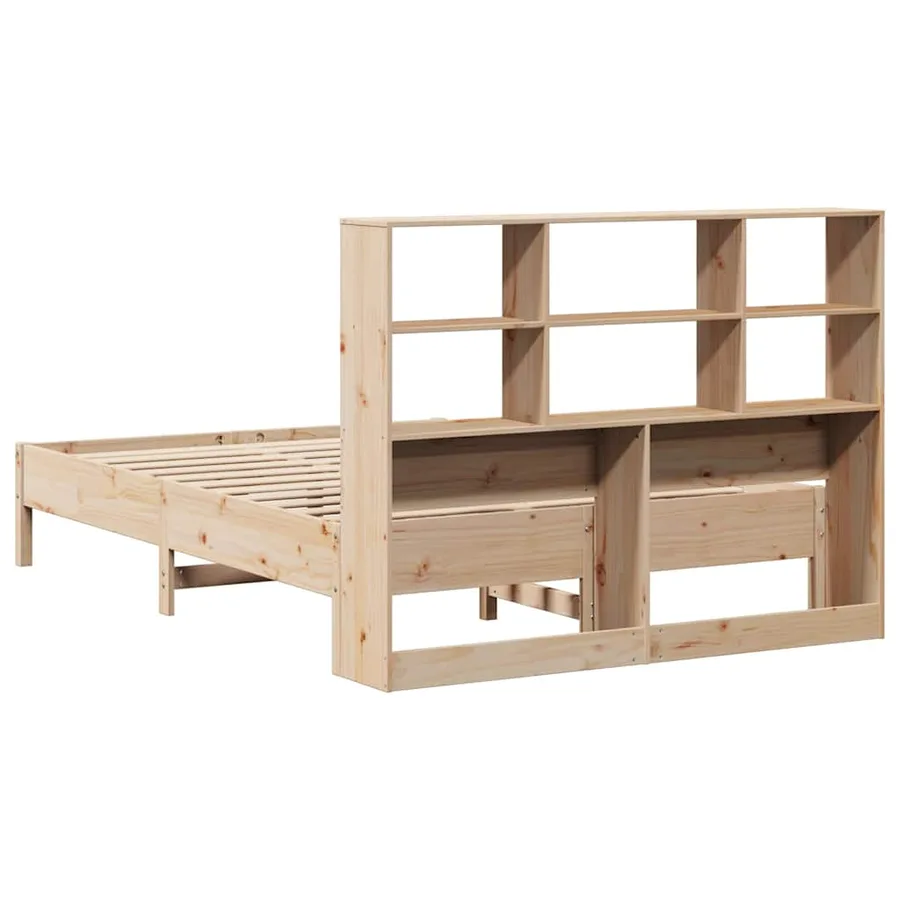 Lit bibliothèque sans matelas 140x200 cm bois massif de pin - 6