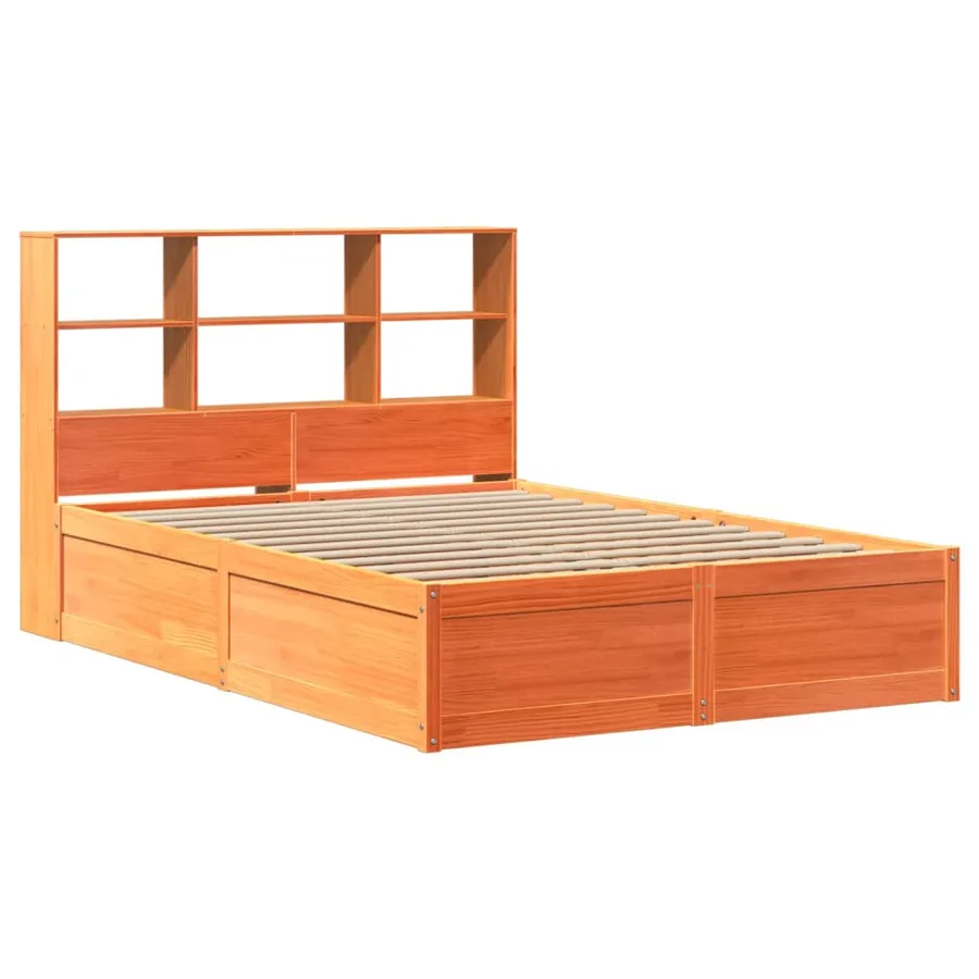 Cadre de lit sans matelas cire marron 140x200cm bois pin massif - 3