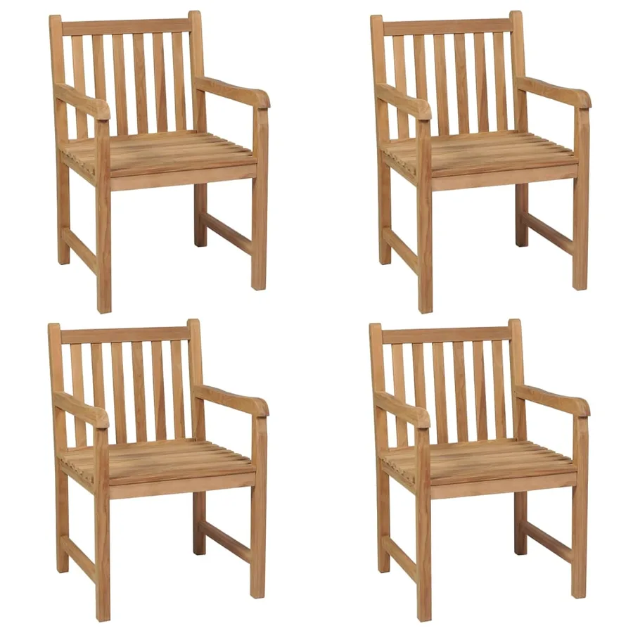 Chaises de jardin lot de 4 avec coussins vert vif Teck solide - 2