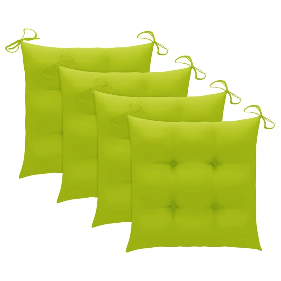 Chaises de jardin lot de 4 avec coussins vert vif Teck solide - 7