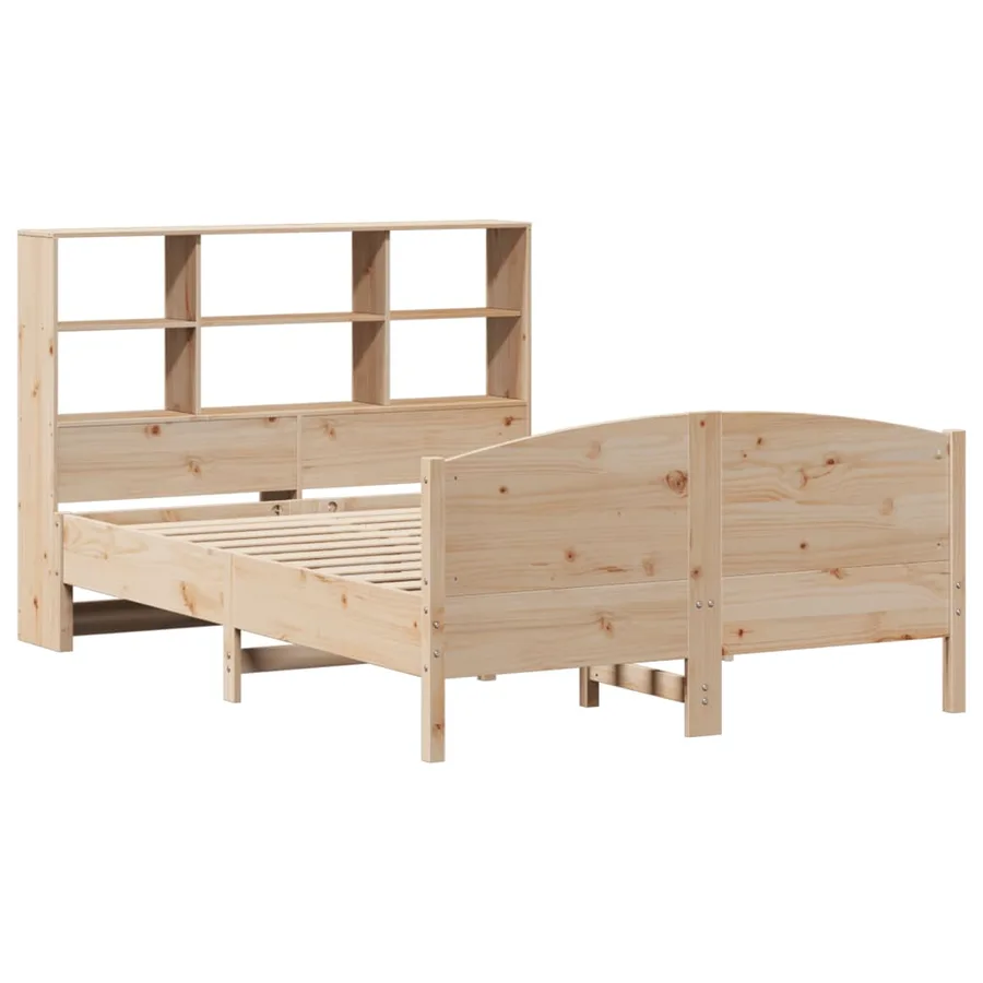 Lit bibliothèque sans matelas 140x200 cm bois massif de pin - 3