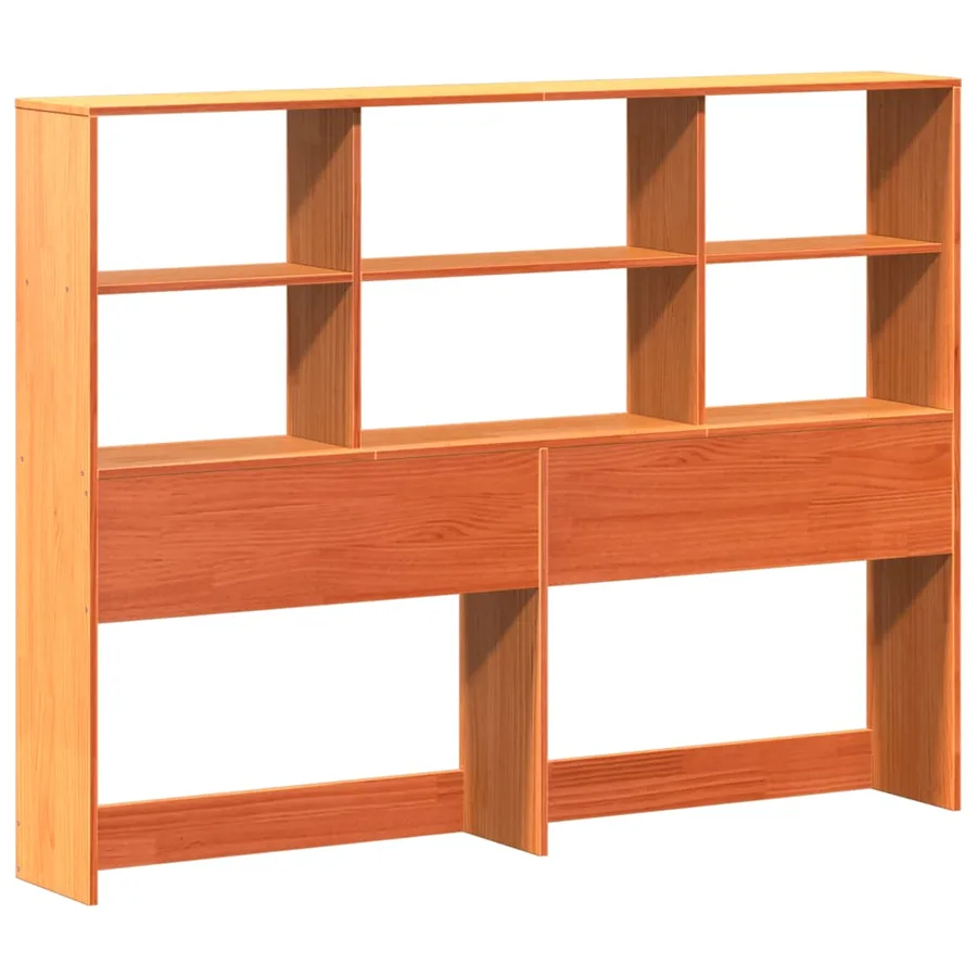 Lit bibliothèque sans matelas cire marron 140x190cm bois massif - 6