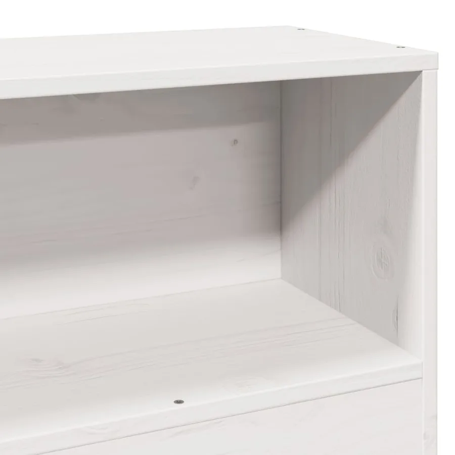 Lit bibliothèque sans matelas blanc 75x190 cm bois massif - 10