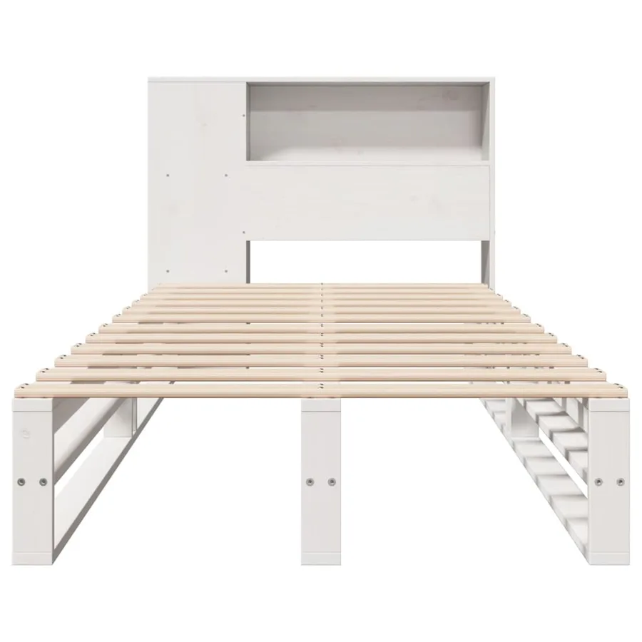 Lit bibliothèque sans matelas blanc 75x190 cm bois massif - 4