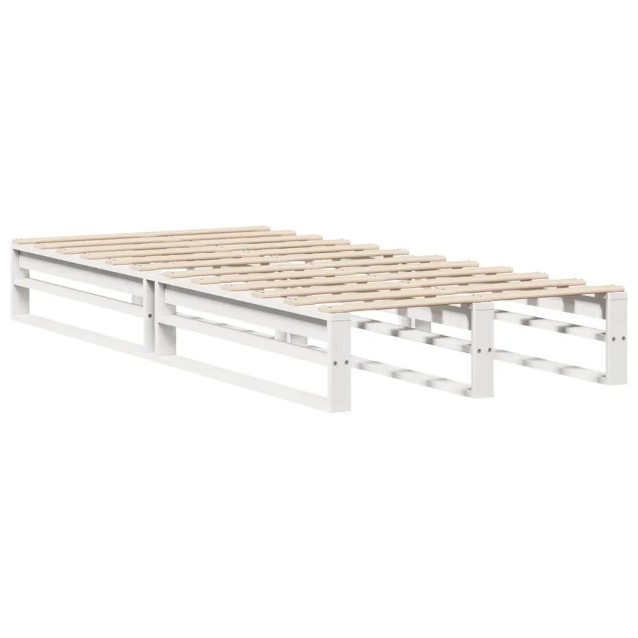 Lit bibliothèque sans matelas blanc 75x190 cm bois massif - 5