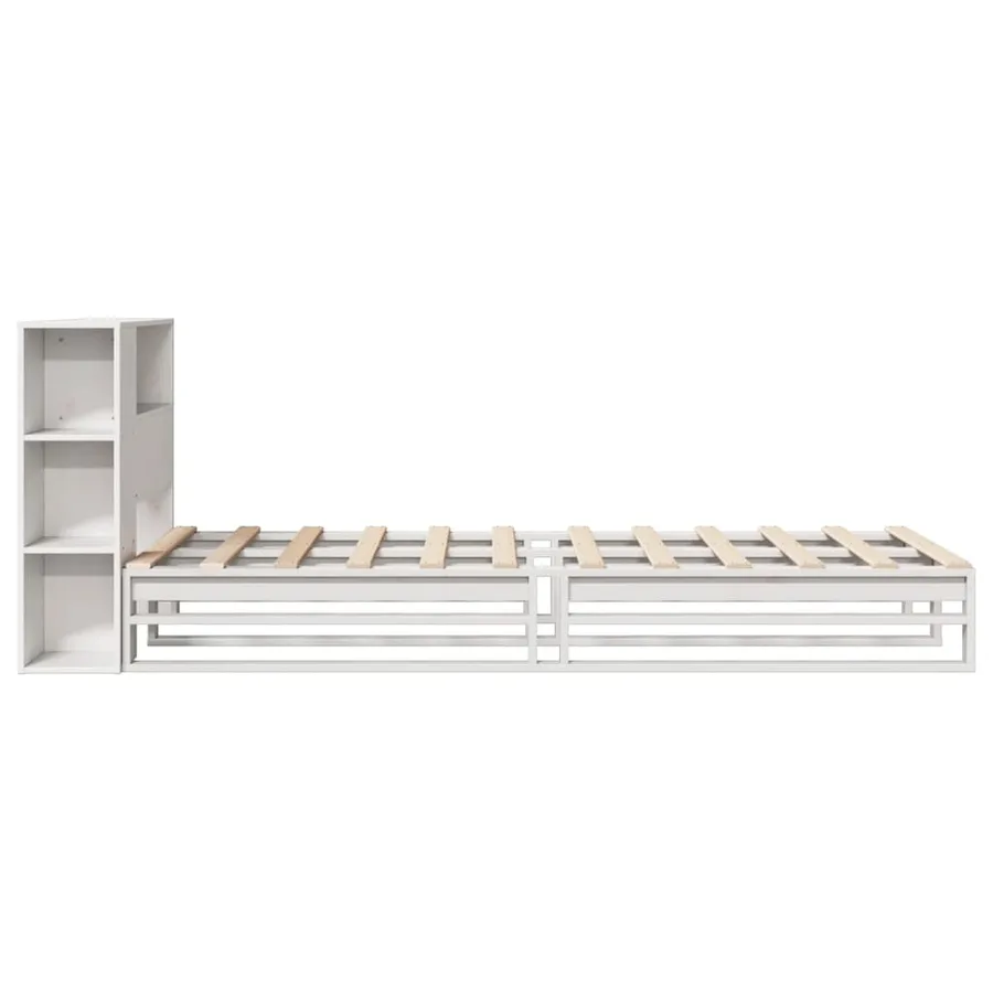 Lit bibliothèque sans matelas blanc 75x190 cm bois massif - 7