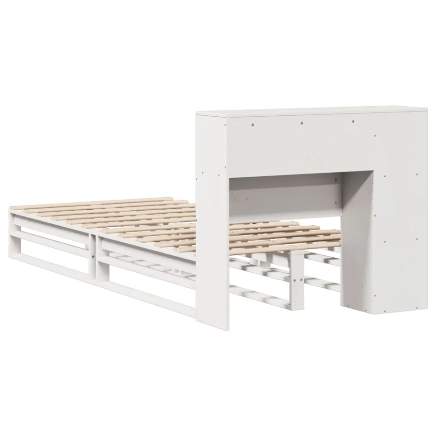 Lit bibliothèque sans matelas blanc 75x190 cm bois massif - 8
